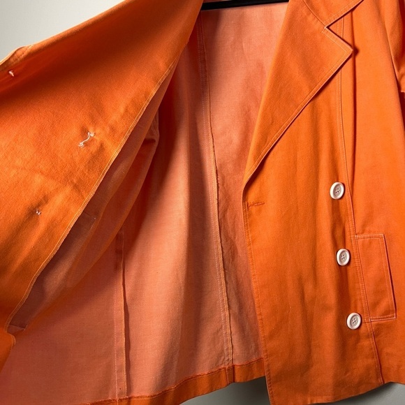 Vintage Lillie Rubin Orange Double Breasted Blazer White Buttons - Picture 5 of 6